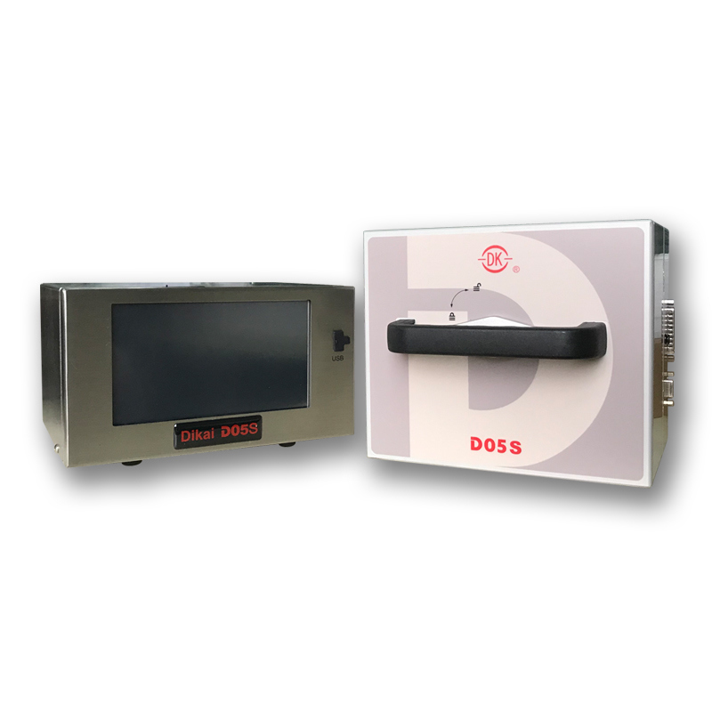 Máy in nhiệt DIKAI D05S 53mm với bộ cấp nguồn AC100-240V, nguồn khí nén 6 bar và máy in mã thông minh có vùng in 53x70mm